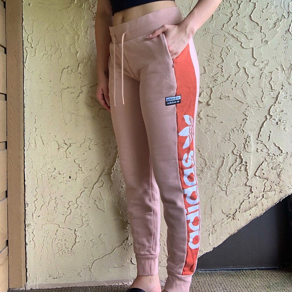 Adidas joggers - size small - coral/pink